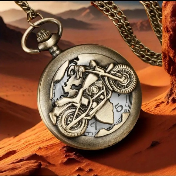 𝅺MOTORCYCLE Pocket Watch. New - Picture 5 of 6